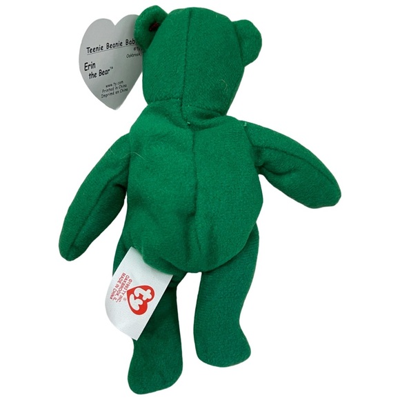 Ty Teenie Beanie Babies Green Shamrock Teddy Bear “Erin” RARE 1993 - Picture 2 of 5